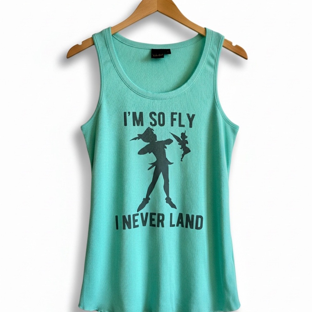 Women’s Mint Green Disney Peter Pan Graphic Tank Top - "I'm So Fly”